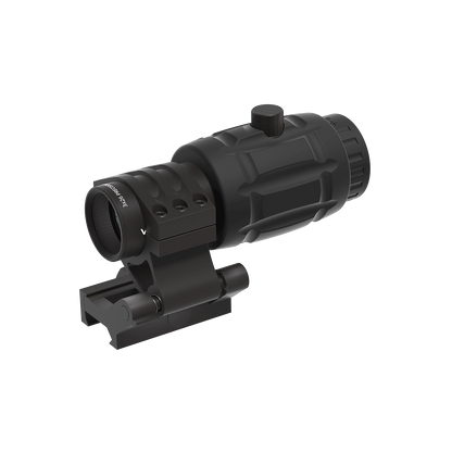 3x Magnifier Maverick SCMF-11 mit robuster Picatinny-Montage in Seitenansicht. Ideal für Reflexvisiere bei dynamischem Schießen.