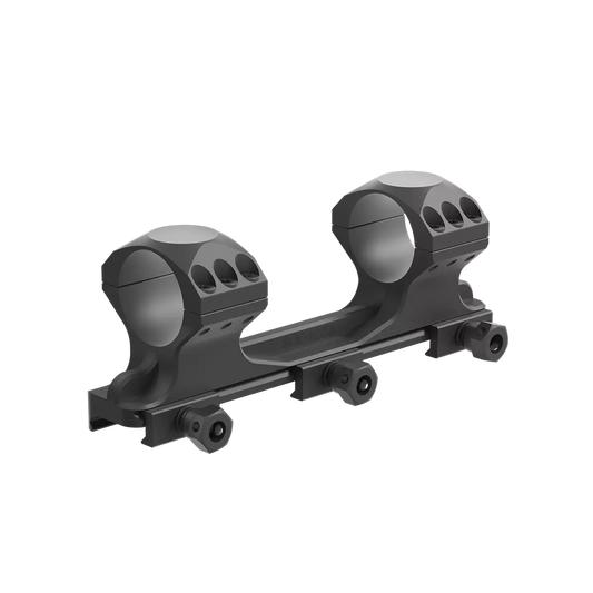 Blockmontage X-Accu mit 35mm Höhe und 0MOA Vorneigung aus CNC-gefrästem 6061-T6 Aluminium für Picatinny-Schienen, präzise und stabil.