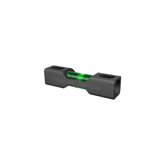Wasserwaage für X-Accu - Universaldesign von Vector Optics mit grünem Libellen-Einsatz, leicht und robust für präzise Ausrichtung.