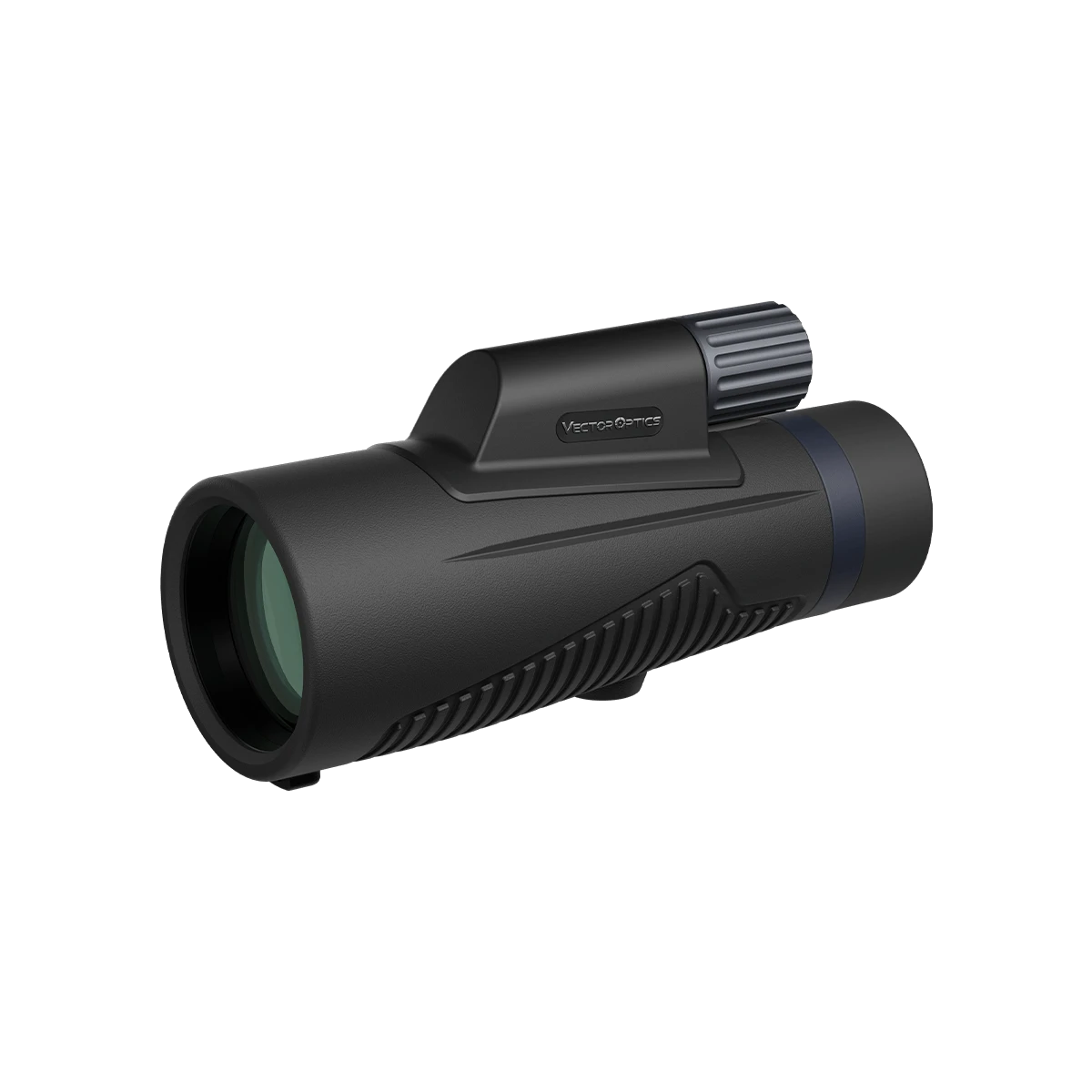 Forester 10x50 ED Monokular von Vector Optics mit 10x Zoom und IPX7 wasserdichtem Gehäuse, Seitenansicht mit Fokusknopf.