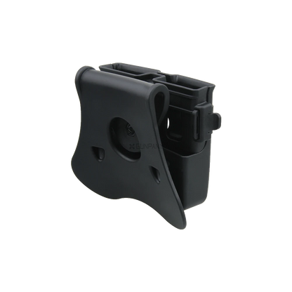 Rückansicht des Universal Magazin-Pouch GPPD-01 mit Gürtelclip und ergonomischer Form, geeignet für 9mm, .40, .45 Magazine im taktischen Einsatz.