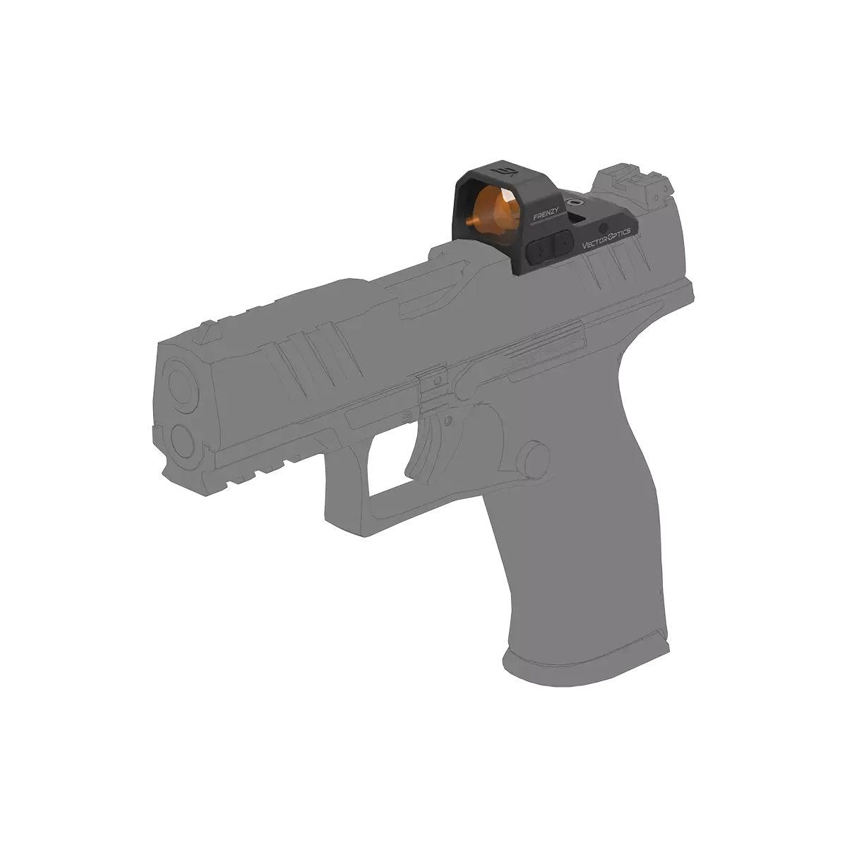 Frenzy 1x16x24 Walther Red Dot Sight montiert auf PDP 2.0 Pistole, zeigt perfekte Passform und Co-Witness-Funktion.