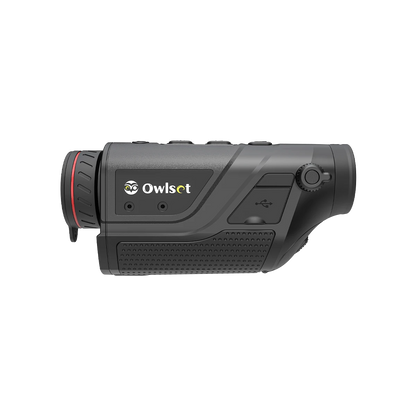 Kompaktes Wärmebildgerät OwlSet MXC20 mit seitlichem USB-Port und strukturiertem Griff, ideal für Jagd und Sicherheitszwecke.