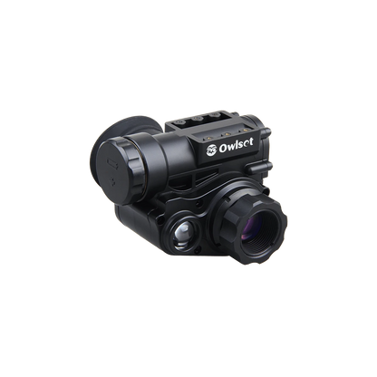 Taktisches Owlset 1x18 Nachtsichtgerät mit robustem Gehäuse und HD-Optik, kompatibel mit Helmhalterung für Outdoor-Abenteuer.