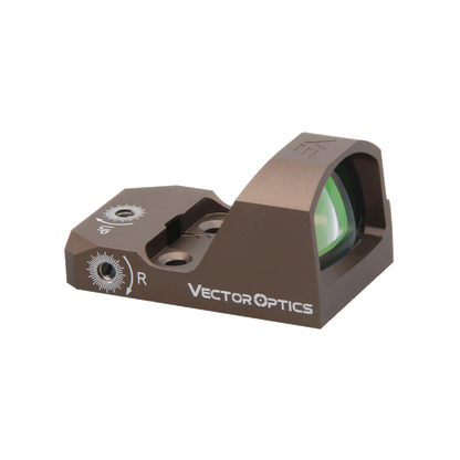 Robustes Frenzy 1×17×24 Rotpunktvisier von Vector Optics mit seitlicher Höhen- und Seitenverstellung, ideal für Pistolenmontage.