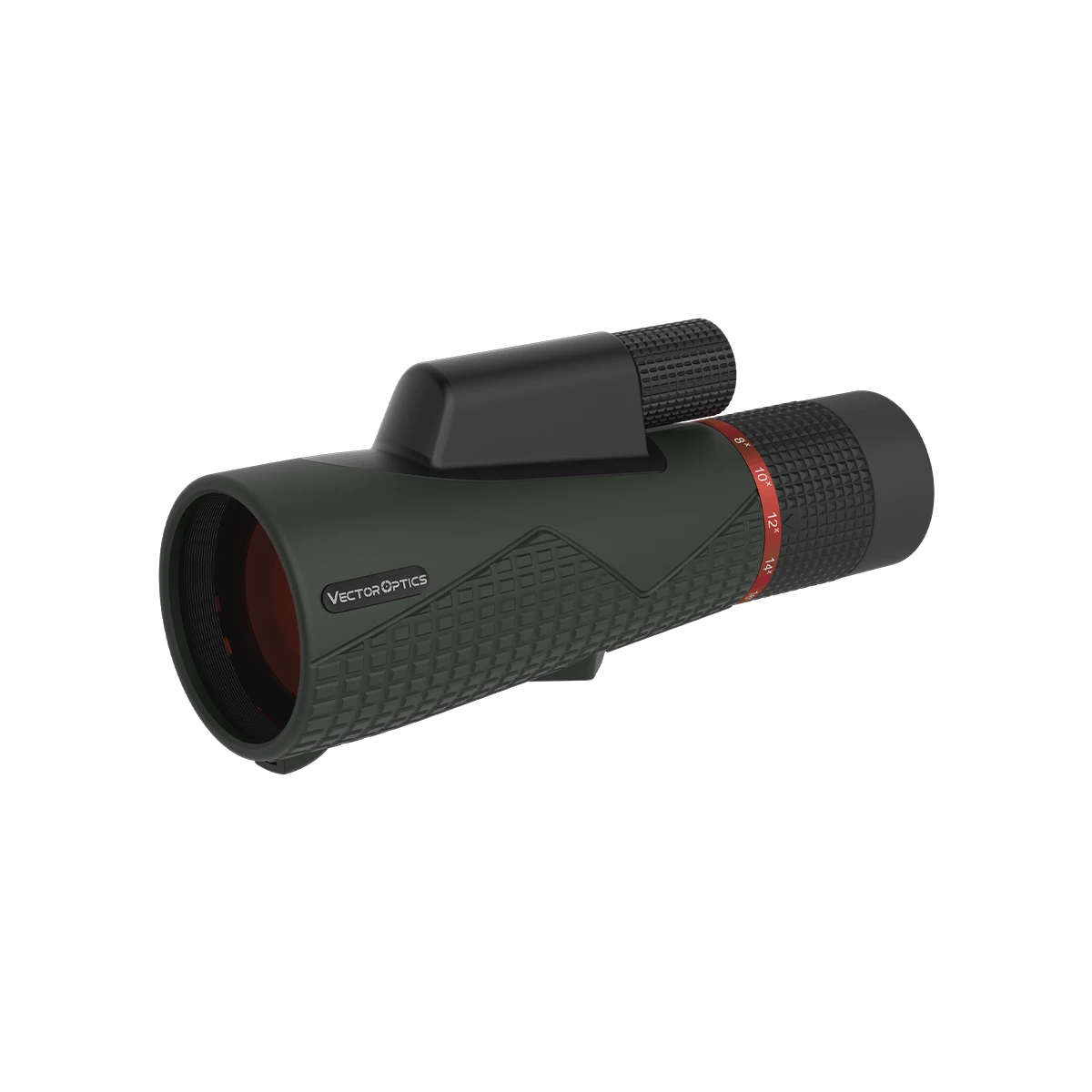 Forester 8-16x56 ED - Vector Optics Monokular mit Zoom-Objektiv in grün-schwarzem Design, ideal für Outdoor-Aktivitäten und Naturbeobachtung.