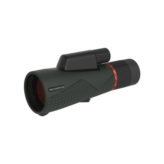 Forester 8-16x56 ED - Vector Optics Monokular mit Zoom-Objektiv in grün-schwarzem Design, ideal für Outdoor-Aktivitäten und Naturbeobachtung.