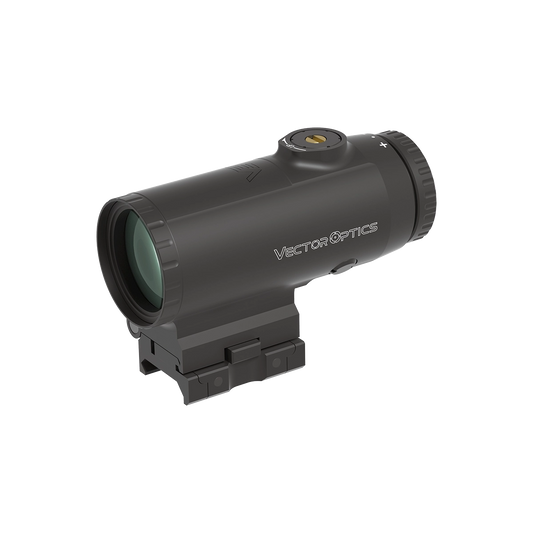 5x Magnifier Paragon SCMF-34 mit Flip-to-Side-Picatinny-Montage und robustem Aluminiumgehäuse für präzise Zieloptik bei mittlerer Distanz.