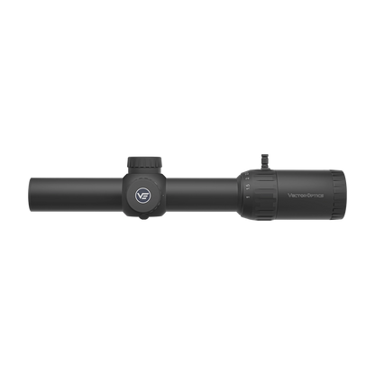 Seitliche Ansicht des Constantine 1–10×24 SFP Zielfernrohrs mit kompaktem Design und robustem Gehäuse