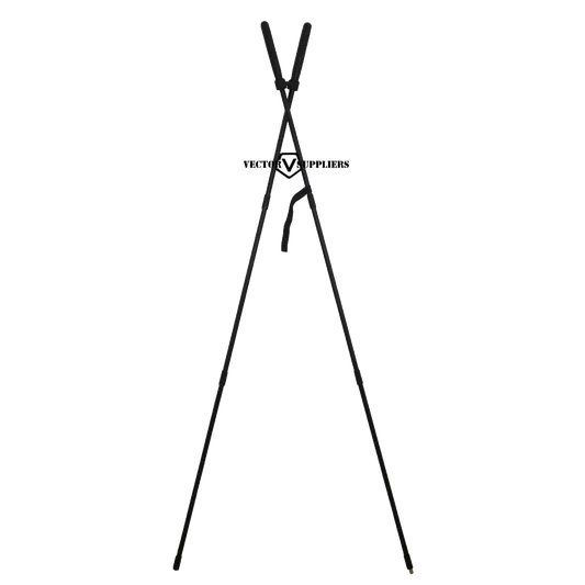 Schiessstock (SCOT-12) für Jagd in aufgestellter Position mit X-Form, leichtes und robustes Design für präzises Zielen im Gelände.