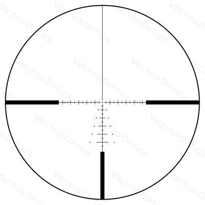 MIL-Absehen des Paragon 4-20x50 SFP Vector Optics Zielfernrohrs mit feinen Markierungen für exakte Zielerfassung im Schießsport.