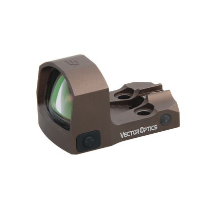 Frenzy-S 1x17x24 Red Dot Sight in brauner Ausführung mit offenem Design, ideal für taktische Anwendungen und Pistolen.