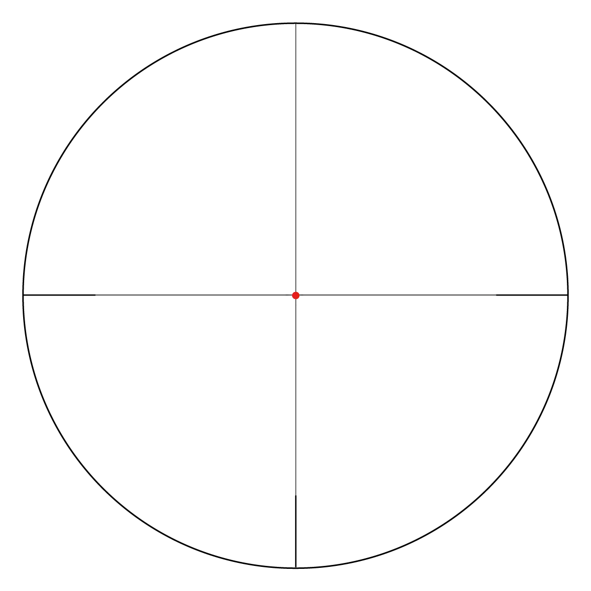 G4-Absehen mit beleuchtetem roten Zentrumspunkt des Forester 1-5x24 SFP Fiber, ideal für schnelles Zielen bei dynamischen Einsätzen.