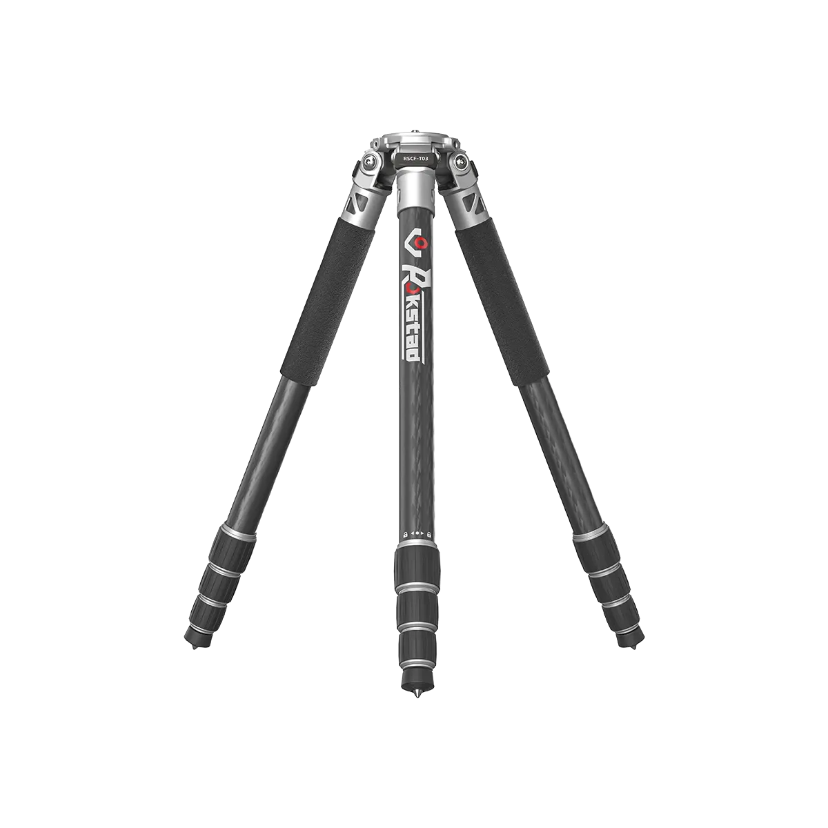 Carbon Stativ Tripod RSCF-T03 für schwere Geräte mit drei ausgeklappten Beinen, ideal für Kameras und Optiken bis 35 kg.