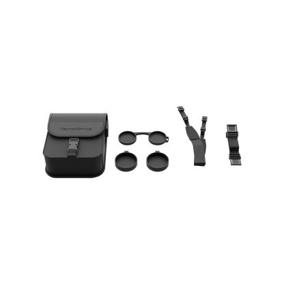 Zubehörset zum Continental 8x42 ED Fernglas inklusive Tasche, Trageriemen und Schutzkappen – komplett für den Outdoor-Einsatz.