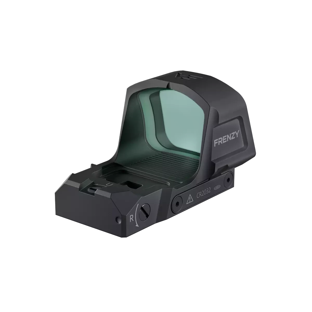 Rückansicht des Frenzy 1x26x32 6MOA (SCRD-79) von Vector Optics mit CR2032-Batteriefach und robustem Aluminiumgehäuse.