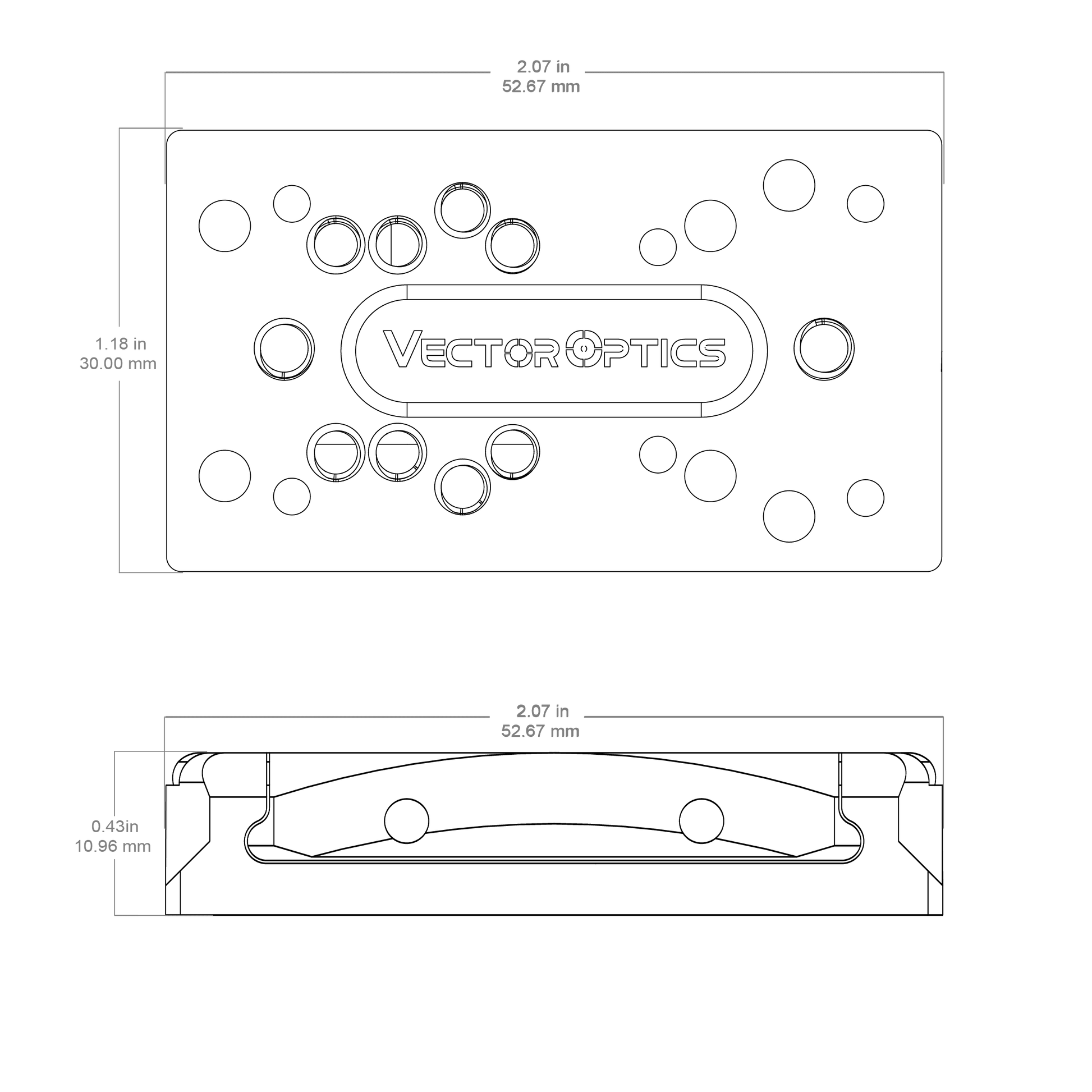 11mm Dovetail Montage TEK Zeichnung