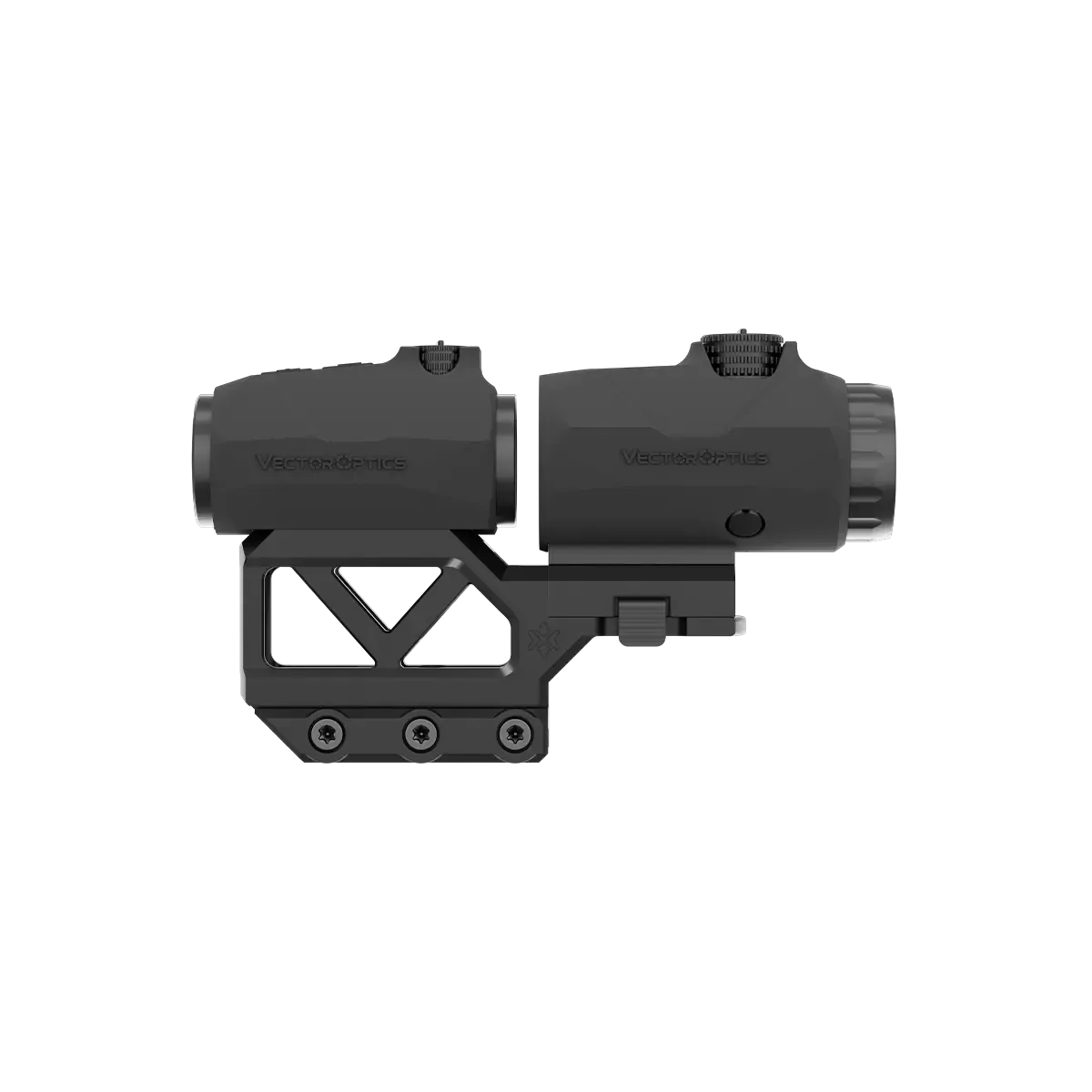 Vector Optics Magnifier Montage für Gewehre mit integriertem Flip-Magnifier, ideal für AR-Plattformen und taktische Zielsysteme.