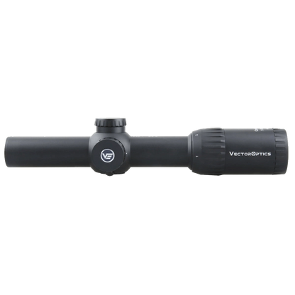 Seitenansicht des Constantine 1–8×24 SFP Zielfernrohrs von Vector Optics mit klarer Markierung und kompaktem Design.