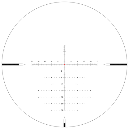 MPX1-Absehen des Tauron 4-16x44 SFP SCOL-45 Zielfernrohrs mit MIL-Skala und feiner Beleuchtung für exakte Zielerfassung.