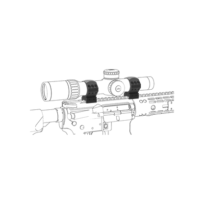 Set aus zwei Alu-Ringe X-Accu - 34mm Zielfernrohr Ringe mit 40mm Höhe, gefertigt aus robustem Aluminium für präzise Montage.