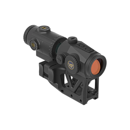 Scrapper Red Dot mit montierter Paragon Flip-Montage und Magnifier, perfekte Ausrichtung für taktische Anwendungen.
