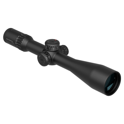 Schrägansicht des Continental x6 5-30x56 FFP Zielfernrohrs mit Zero Stop Funktion und IP67 Schutz für extreme Jagd- und Schießbedingungen.