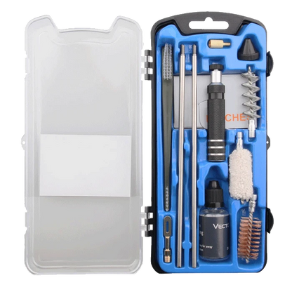 Effizient Reinigung mit Kaliber Reinigungsset SCCK-08 – Komplettset für Kaliber 12 inkl. Öl, Bürsten und Zubehör in Hartschalenbox.