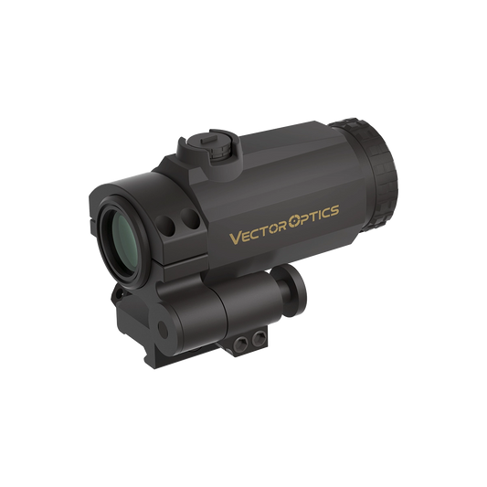 3x Magnifier Maverick-III SCMF-31 in Schwarz mit Flip-to-Side Picatinny-Montage für Reflexvisiere. Robustes CNC-Aluminiumgehäuse für CQB.