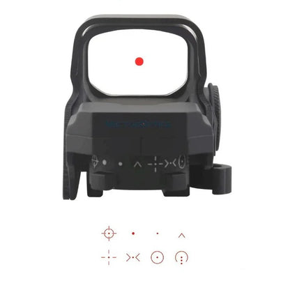 Omega 8 SCRD-04 mit 8 auswählbaren Absehen und rotem Zielpunkt, ideal für schnelle Zielerfassung bei Jagd und Sport.