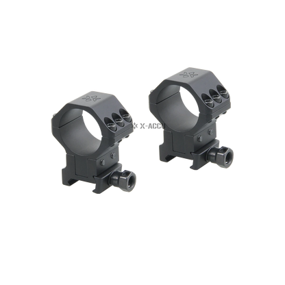 Alu-Ringe X-Accu XASR-3050 höhenverstellbar im Doppelpack, ideal für präzise Zielfernrohrmontage auf Jagd- und Sportwaffen.