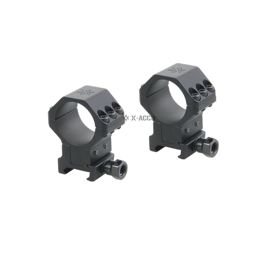 Alu-Ringe X-Accu XASR-3050 höhenverstellbar im Doppelpack, ideal für präzise Zielfernrohrmontage auf Jagd- und Sportwaffen.
