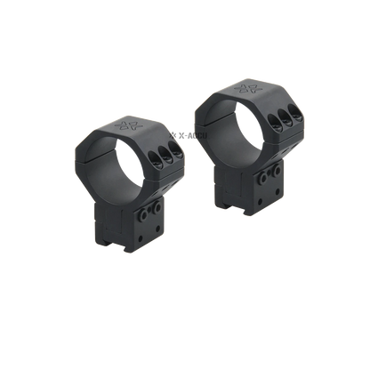 Höhenverstellbare Zielfernrohr-Ringe X-Accu XASR-3055 aus Aluminium, ideal für taktisches Optikzubehör mit robuster Bauweise.